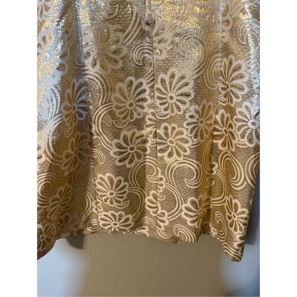 Lilly Pulitzer Size 10 Largo Shift Dress Gold Metallic Flower Jacquard Cocktail - Picture 12 of 15